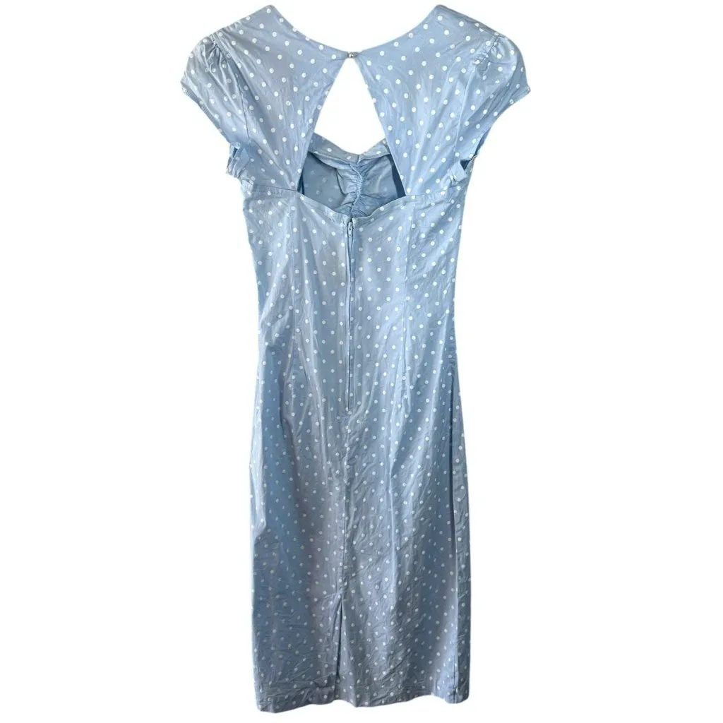 Stop Staring Blue Polka Dot Wiggle Dress Size Large Retro Hollywood Glam - Image 4