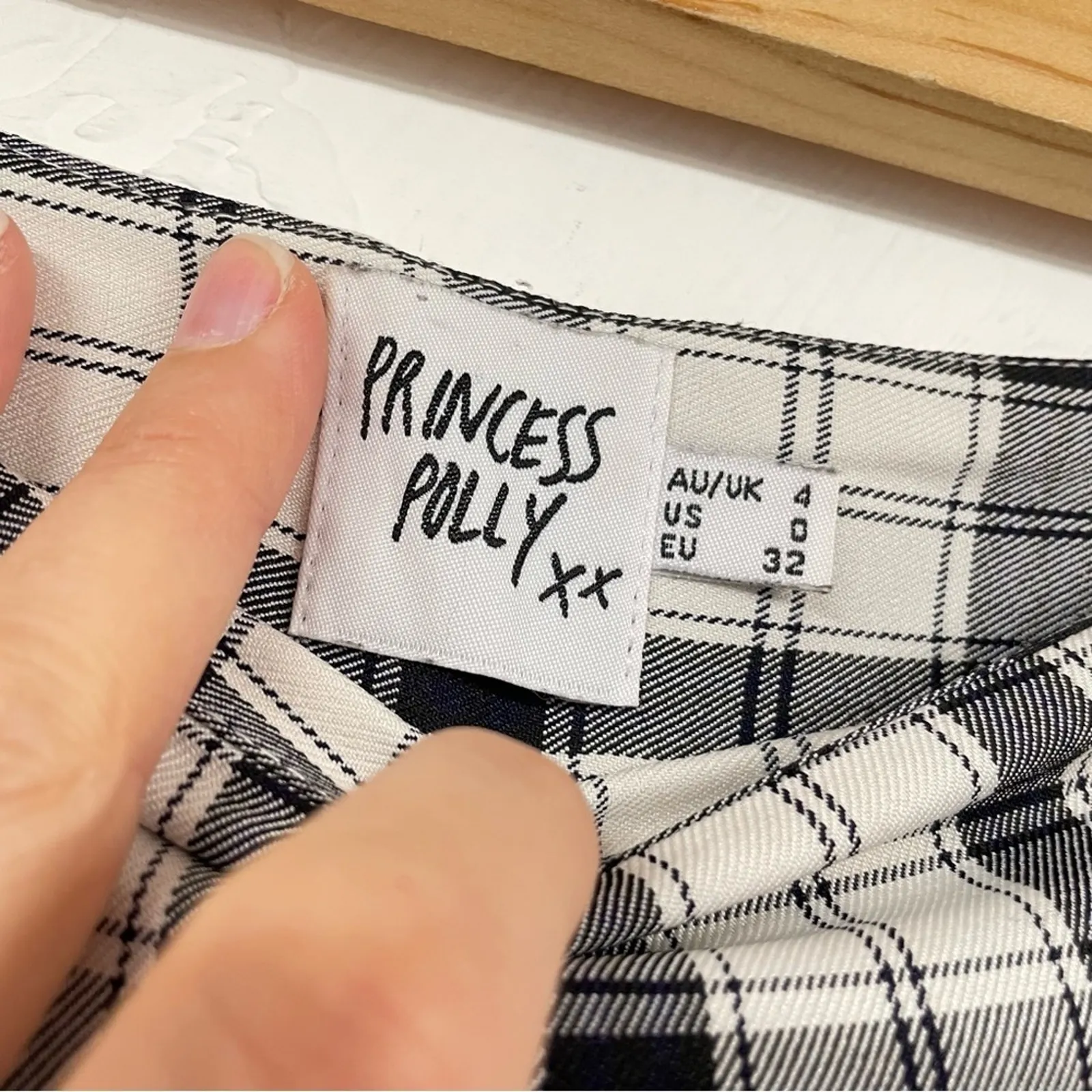 Princess Polly Black & White Plaid Womens Pull On Pants Womens 0 Dark Academia - Image 5