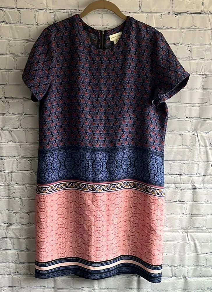 Adrienne Vittadini Blue and Pink BOHO Floral Patterned Dress Womans Size 10 - Image 1