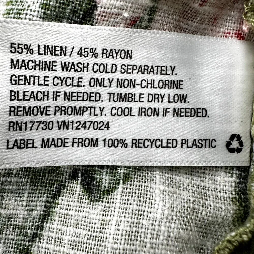 Agua Bendita X Target Wide Leg Pants Peony Floral Tie Waist Linen Green Pink XXL - Image 5