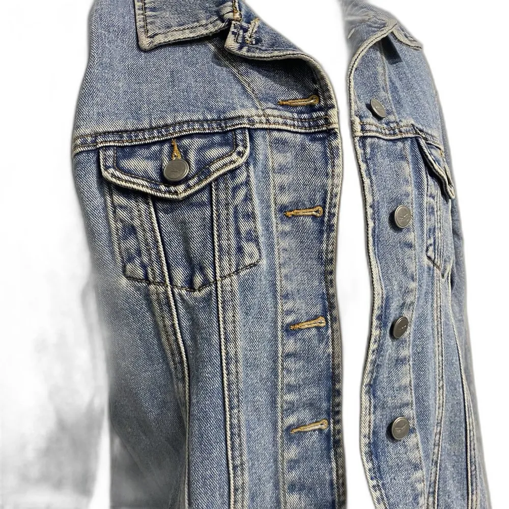 Faconnable Blue Jean Button Down Denim Jacket with Pockets Cotton Size L Size L - Image 3