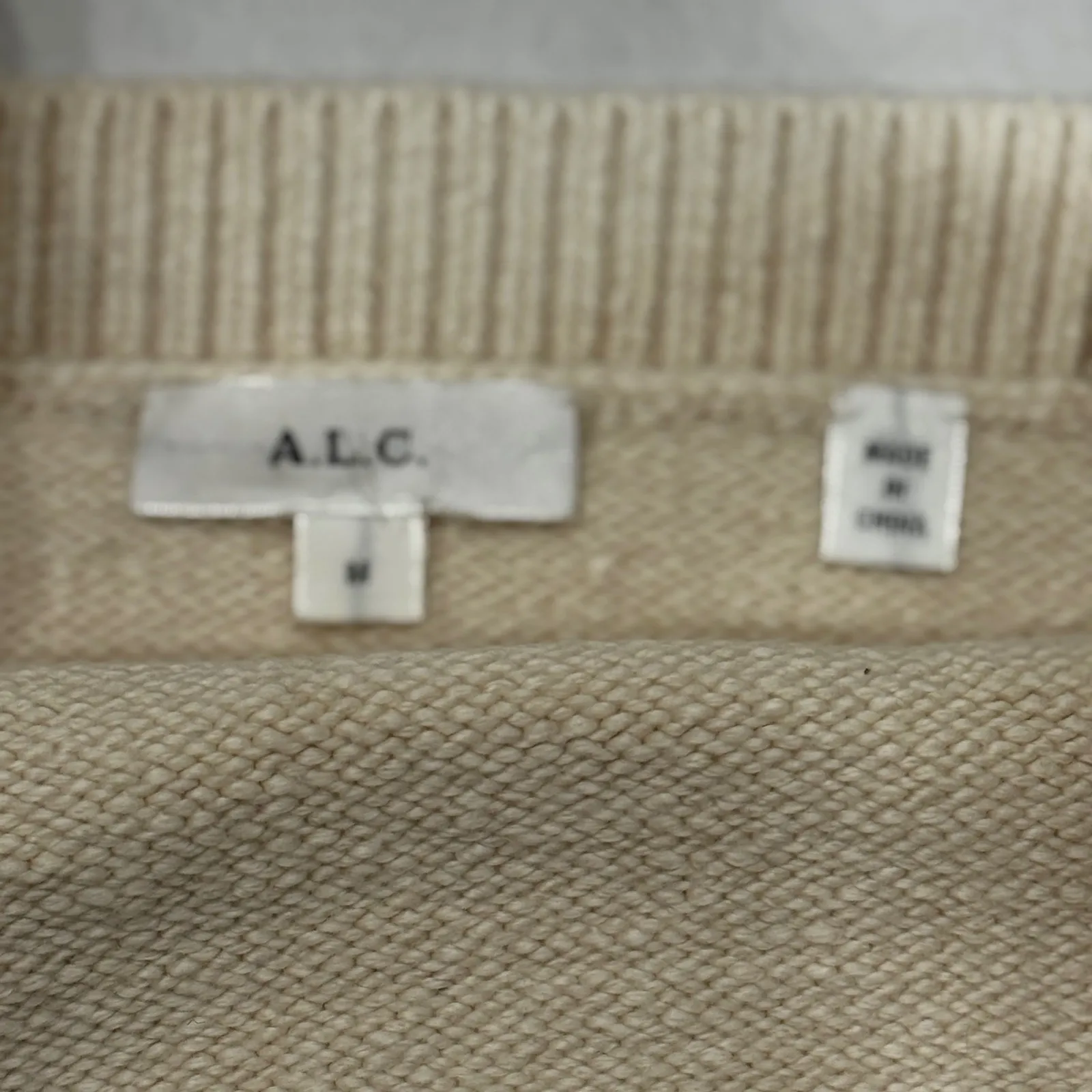 A.L.C. Cream Ribbed Knit Square Neck Cashmere Blend  sweater Tank Top Sweater M - Image 3