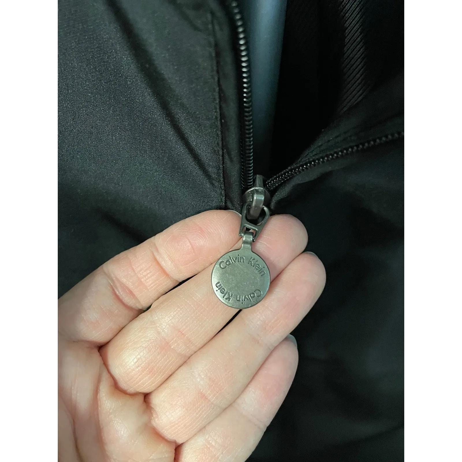 Calvin Klein Black Belted Jacket Women's Sz L Collared Zip Up Lightweight‎ - Image 5