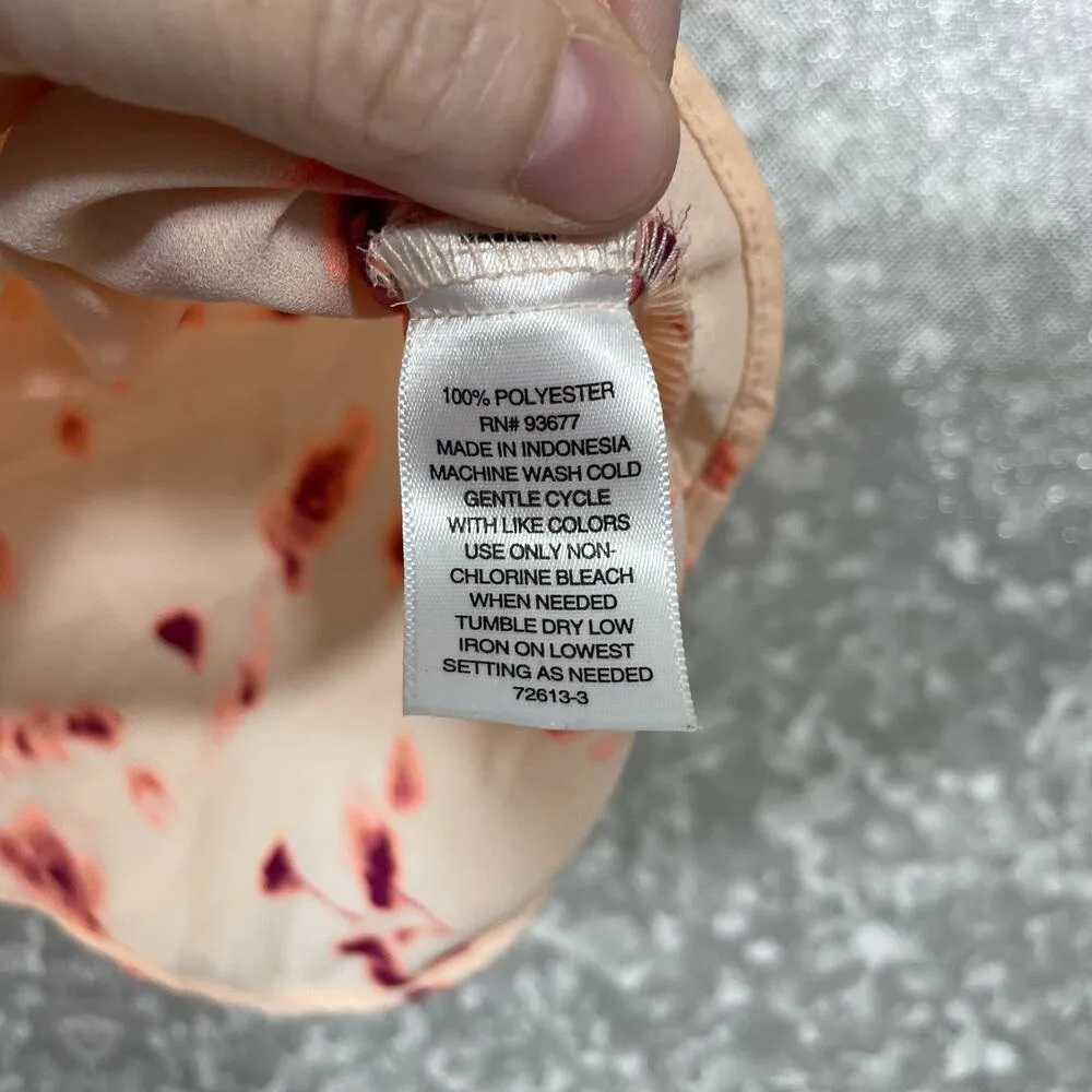 Worthington Pink Abstract Floral Sleeveless Chiffon Top - Size Small - Rib Neck - Image 5