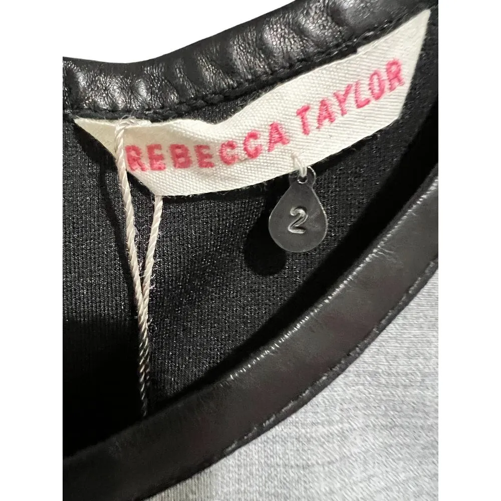 Revolve Rebecca Taylor Fit & Flare Leather Trim Mini Dress Size 2 $350 Stretch - Image 3