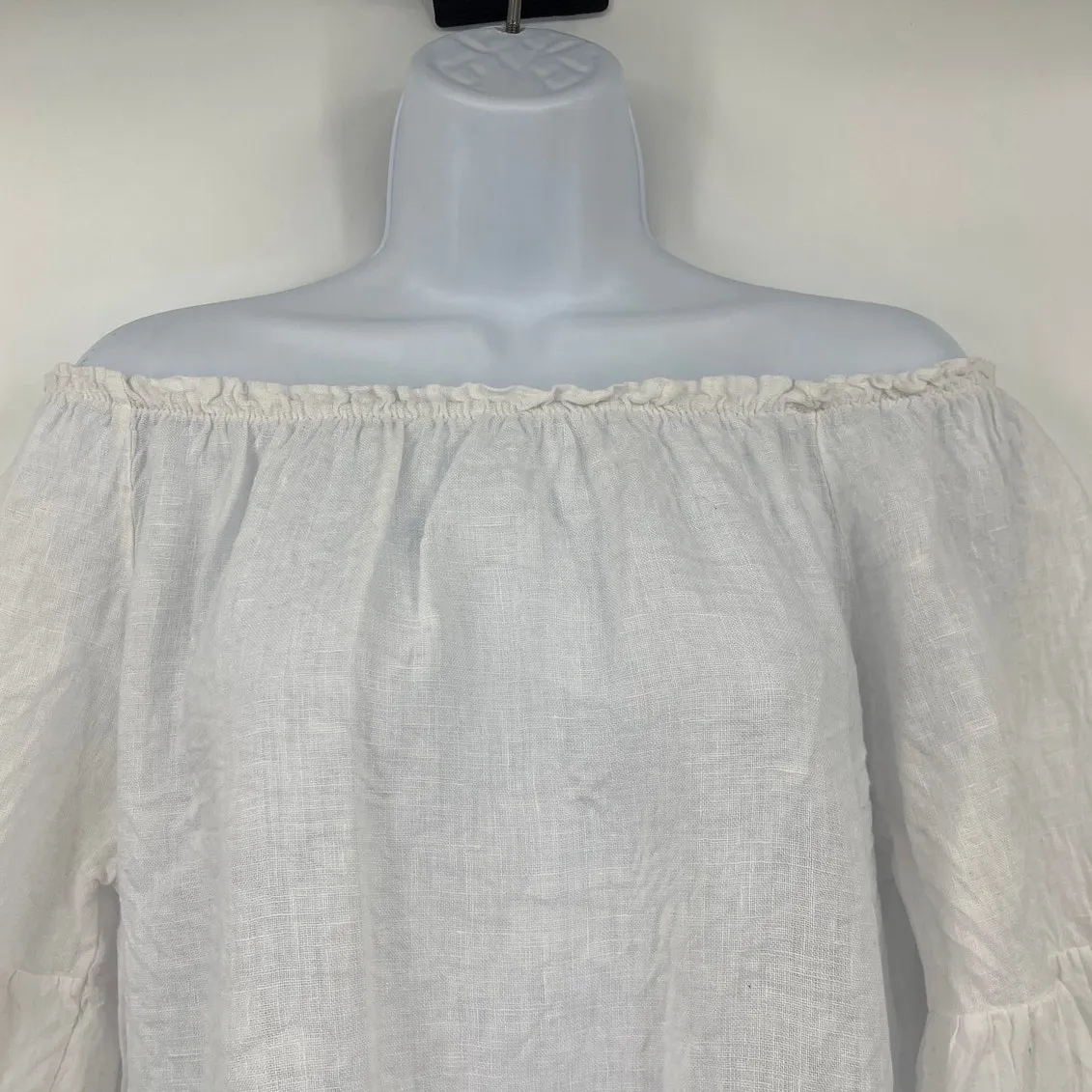 Terzo Millennio Linen Off Shoulder Womens Top Sz S Peasant Boho White Romantic - Image 3