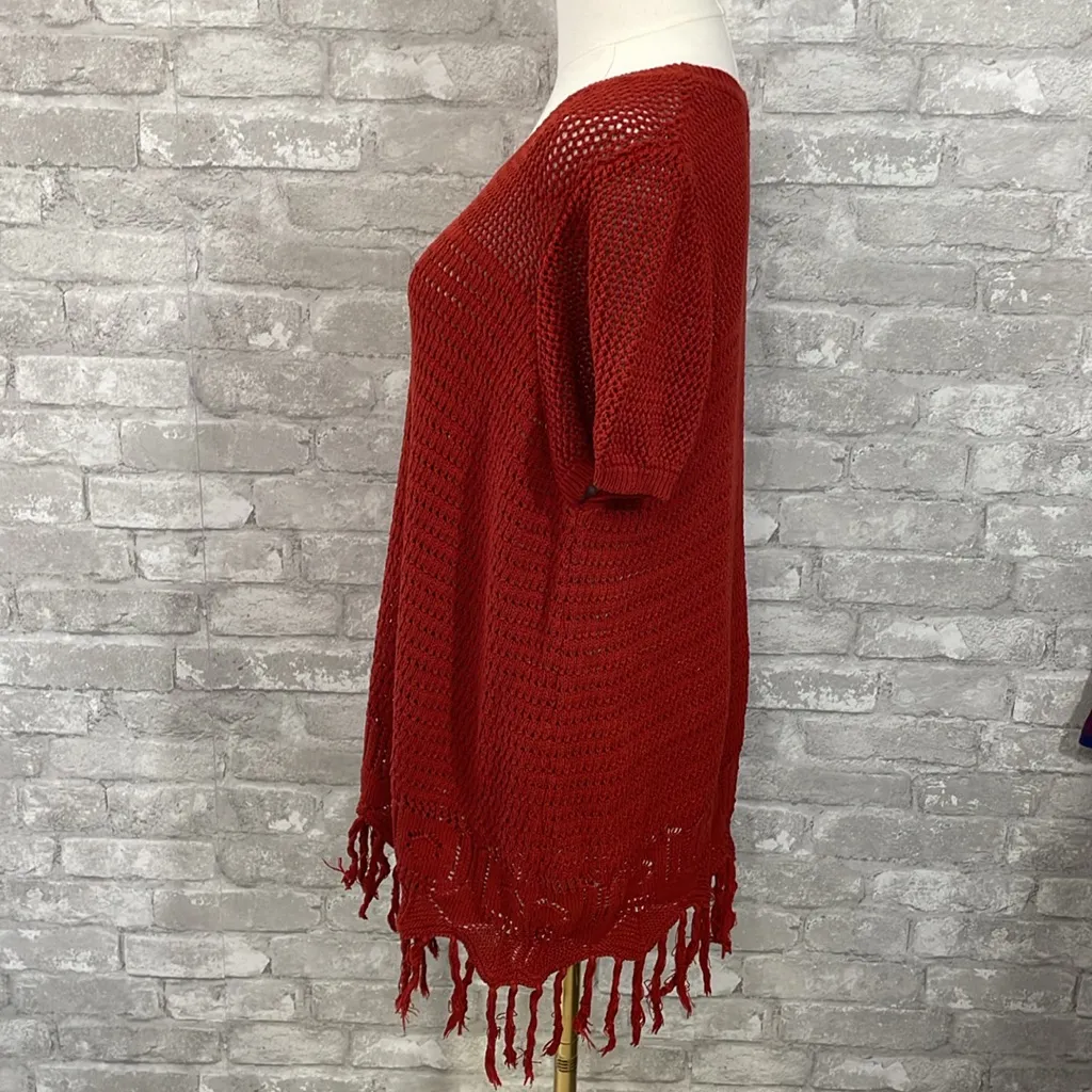 JohnPaulRichard Vibrant Red/Rust Knit Sweater Red Size L - Image 2