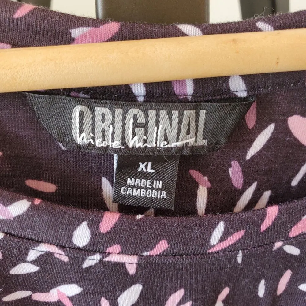 Black with Confetti Pink Cotton Dress Size XL Original Nicole Miller - Image 4