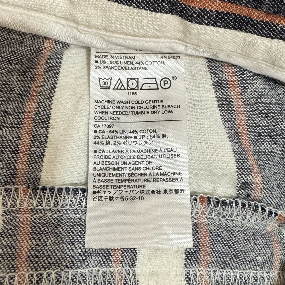 Women’s Banana Republic blue/cream stripe Blake crop linen blend pants 10 - Image 4