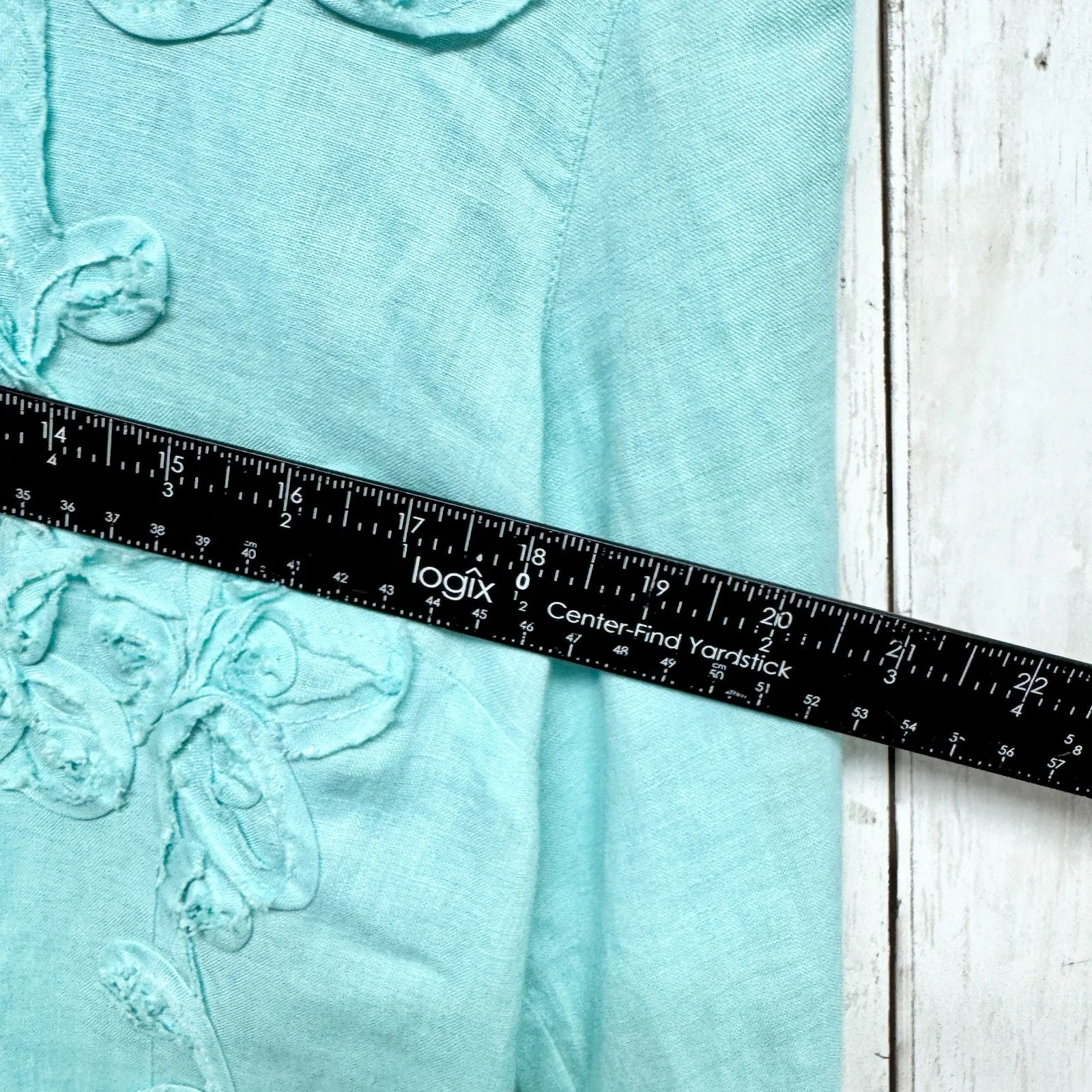 Charter Club Shirt Women Size 10 Turquoise Linen Long Sleeve Button Down Blouse - Image 4