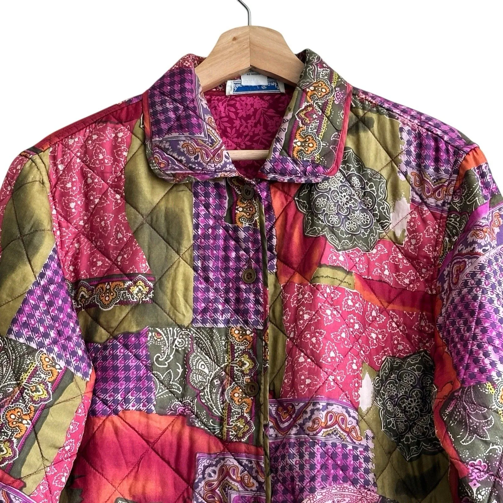 Anna And Frank VTG Silk Patchwork Quilt Jacket Coat Cottage Grandma Core M Size M - Image 4