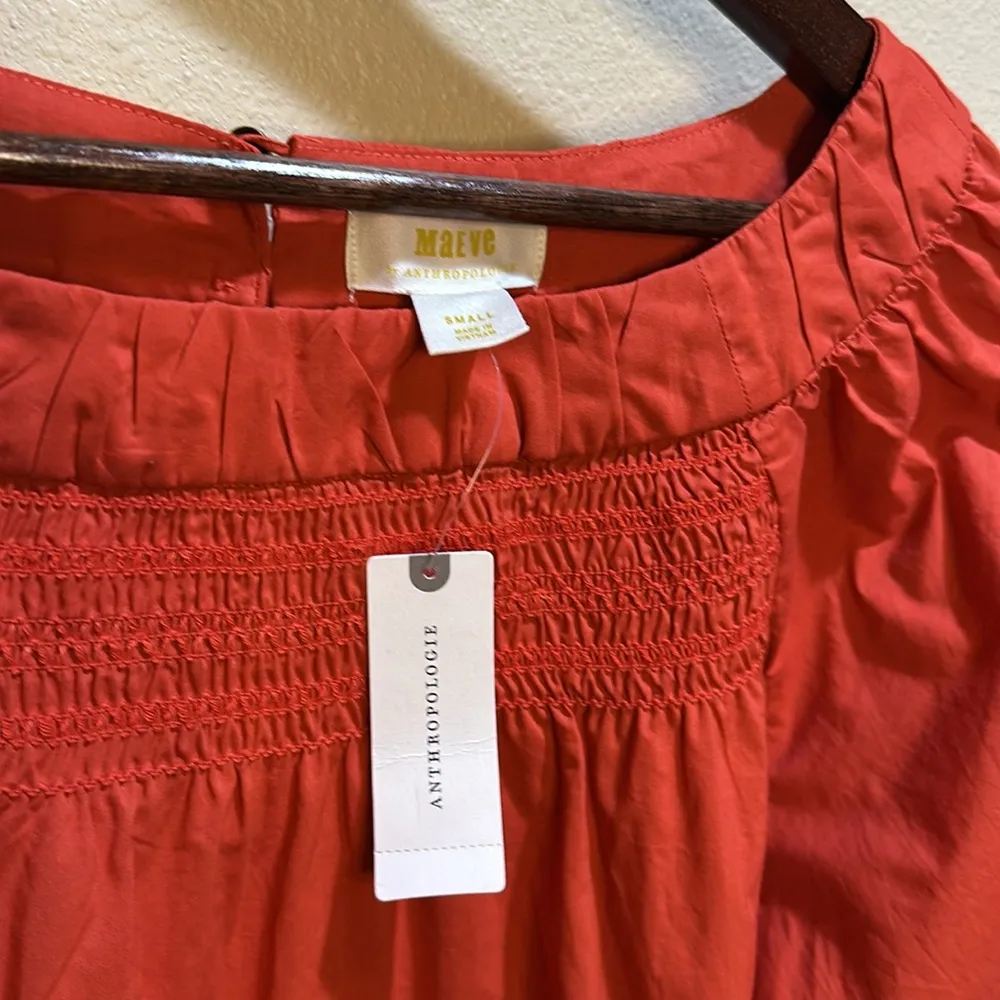 NWT Small Maeve by Anthropologie Maeve Jessie Smocked Swing Blouse - Image 4