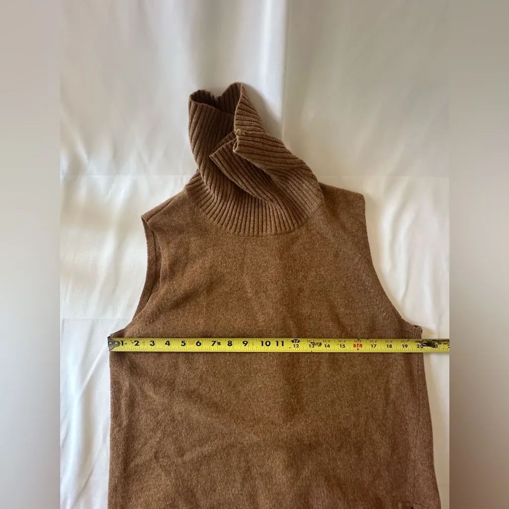 J. Crew Turtleneck Sweater Vest Women’s XXL Brown Knit Cotton Wool Blend Preppy - Image 5