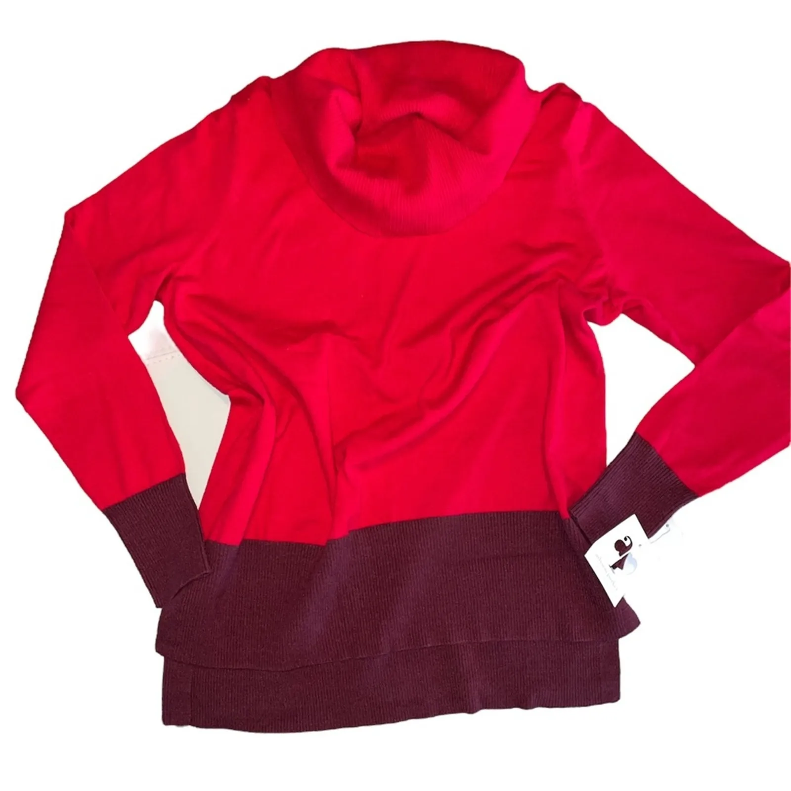 Adyson Parker Red Colorblocked Cowlneck Sweater Size Medium NWT - Image 2