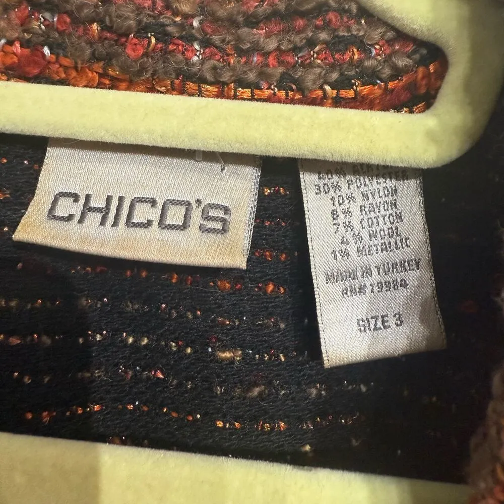 Chico's Multicolor Striped Metallic Blazer Sz 3/XL - Image 7