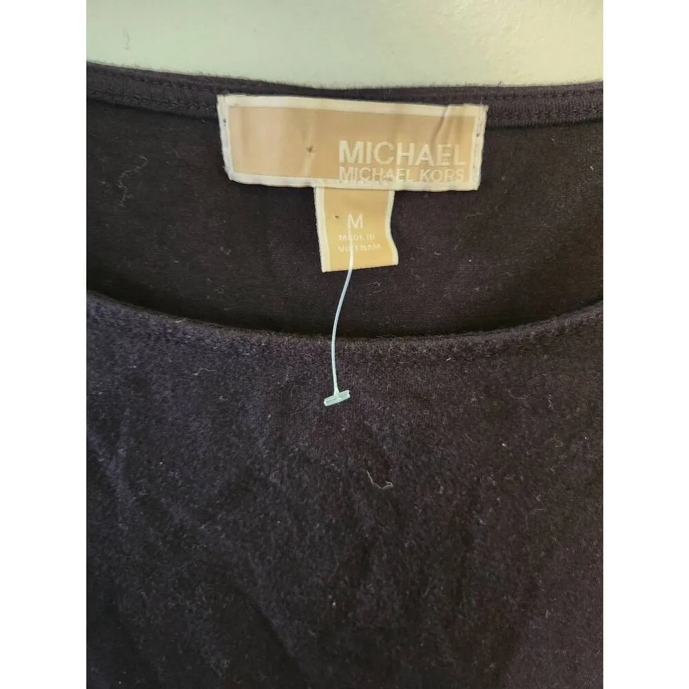 Michael Kors Womens Black Top Double Shoulder Zippers Size Medium - Image 2