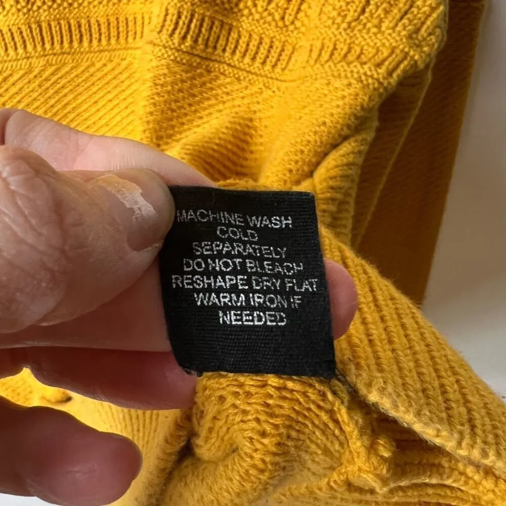 J. Peterman Aran fisherman’s yellow‎ sweater men’s size XL Yellow - Image 8