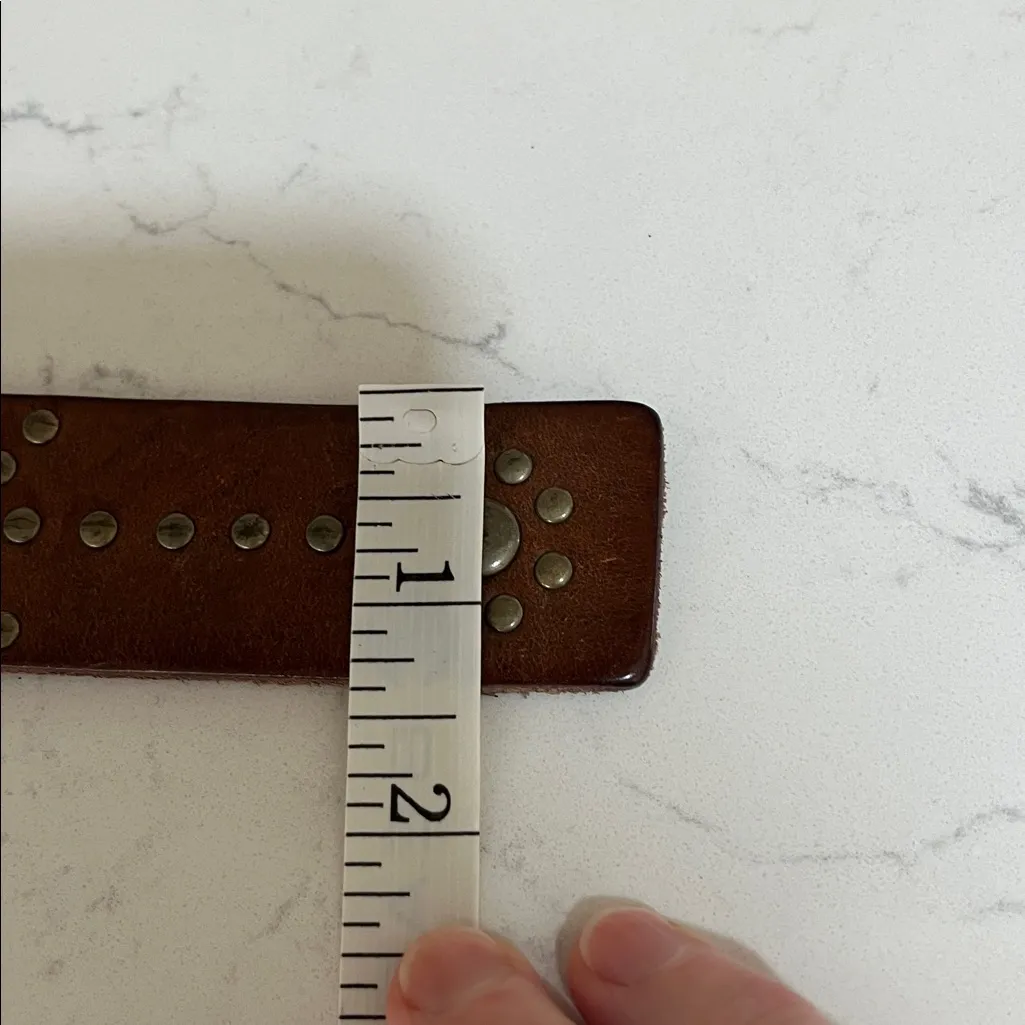 Rustic Calvin Klein Jeans Brown Belt with Gold Buckle - Image 5