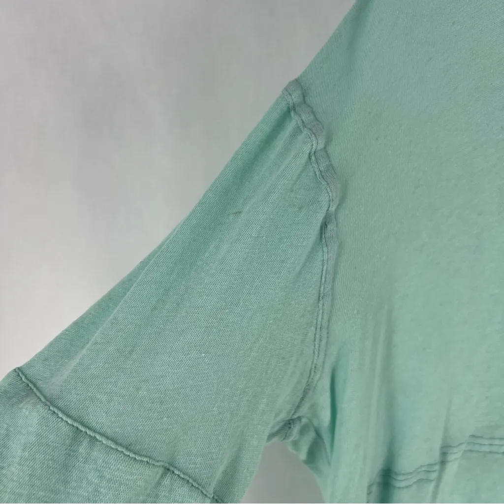 We The Free Sheer Aqua Mint Green Linen Blend‎ Relaxed Fit Dolman Henley Top - Image 11