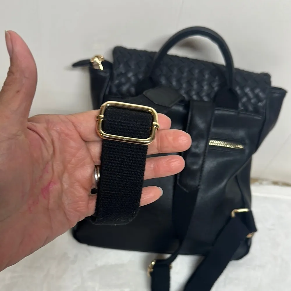 Moda Luxe  Black Weaved  Backpack - Image 4