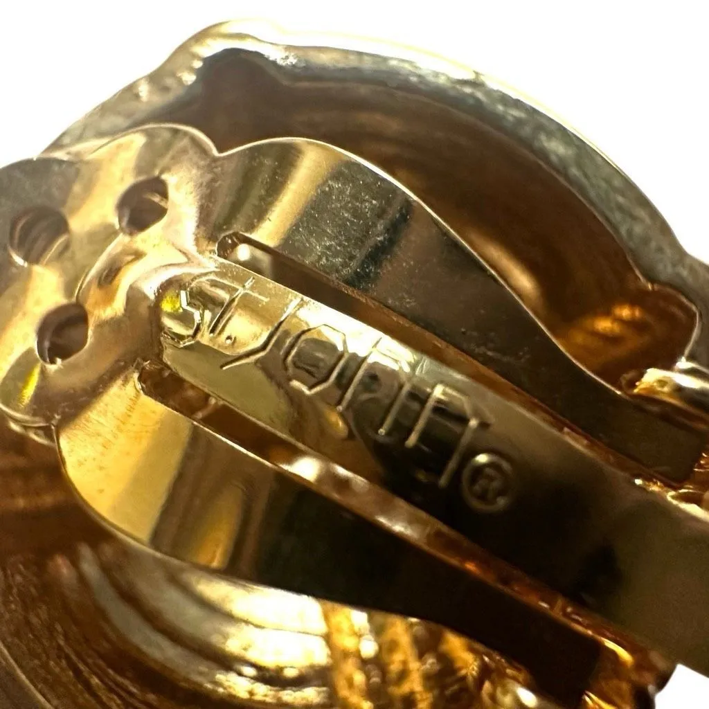 St. John Red Enamel & Gold-Tone "X" Clip-On Statement Earrings - Image 8