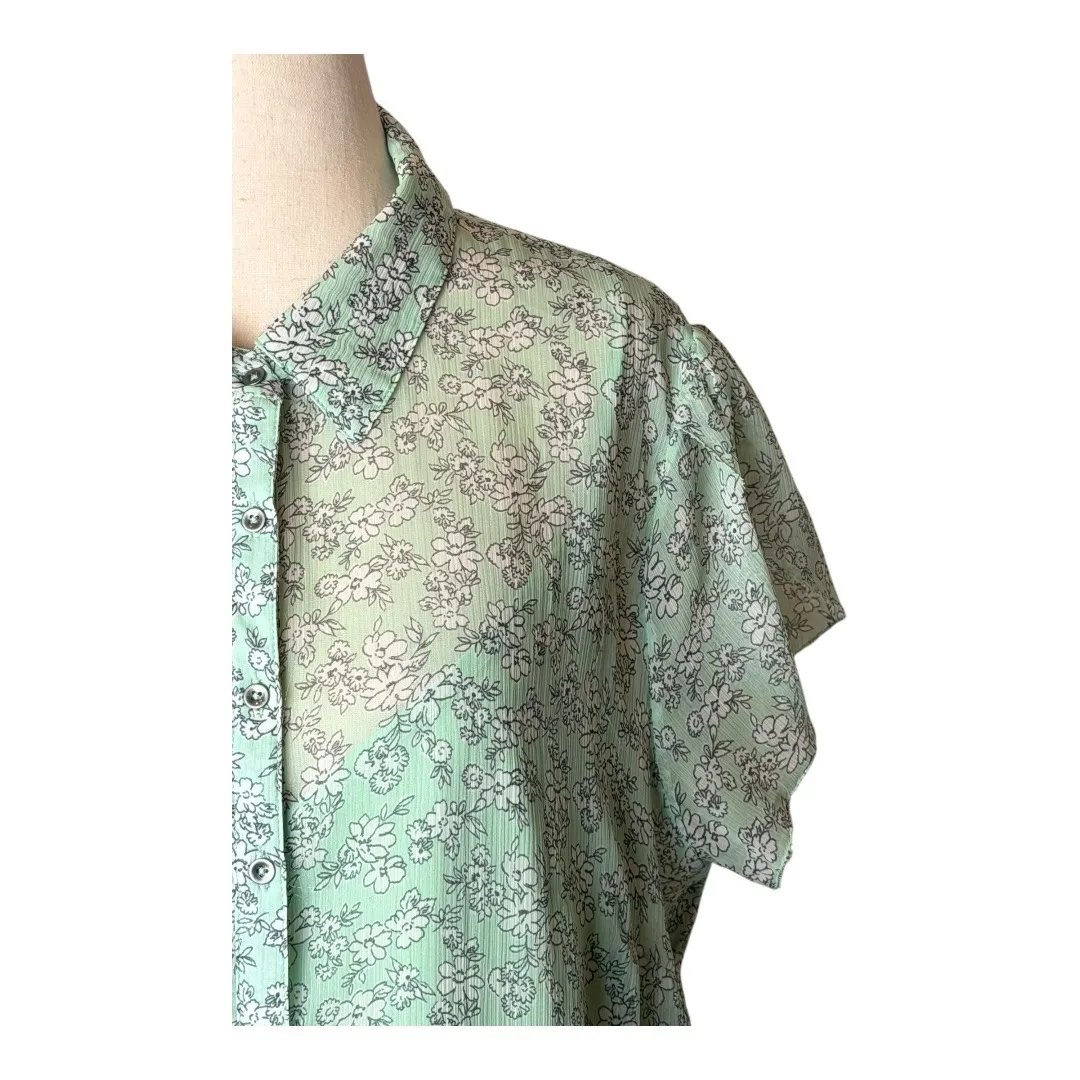 Abercrombie & Fitch Dress Women XL Green Floral Collared Mini NWT Boho Whimsical - Image 6