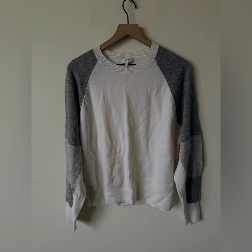 REISS Reina Wool Cashmere Blend colorblock Crewneck jumper sweater size large - Image 6