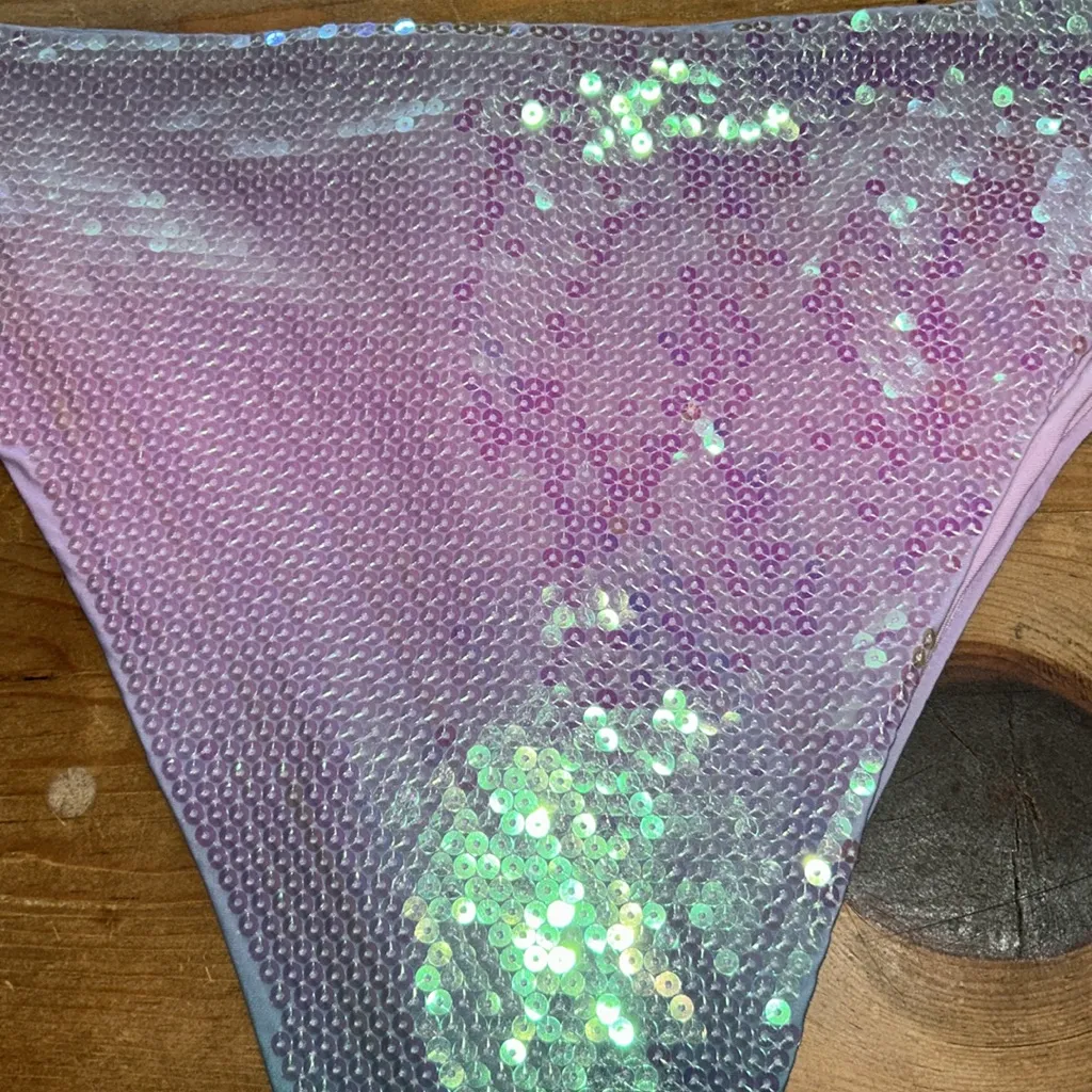 DANNIJO Gianni Bini 1Sequin Bikini Bottom in Purple and Green Bikini Bottoms XL - Image 5
