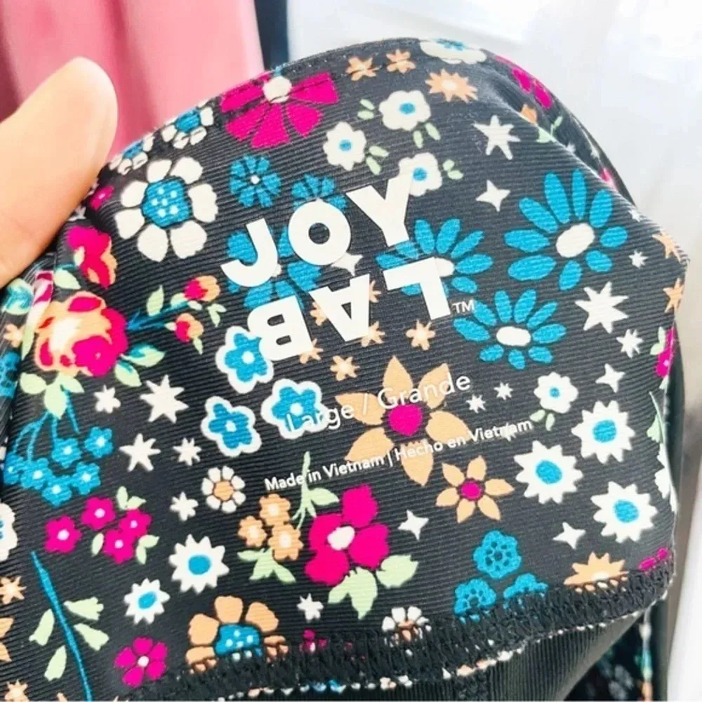 Joy Lab Black Floral Mesh‎ Athletic Leggings Size L - Image 5