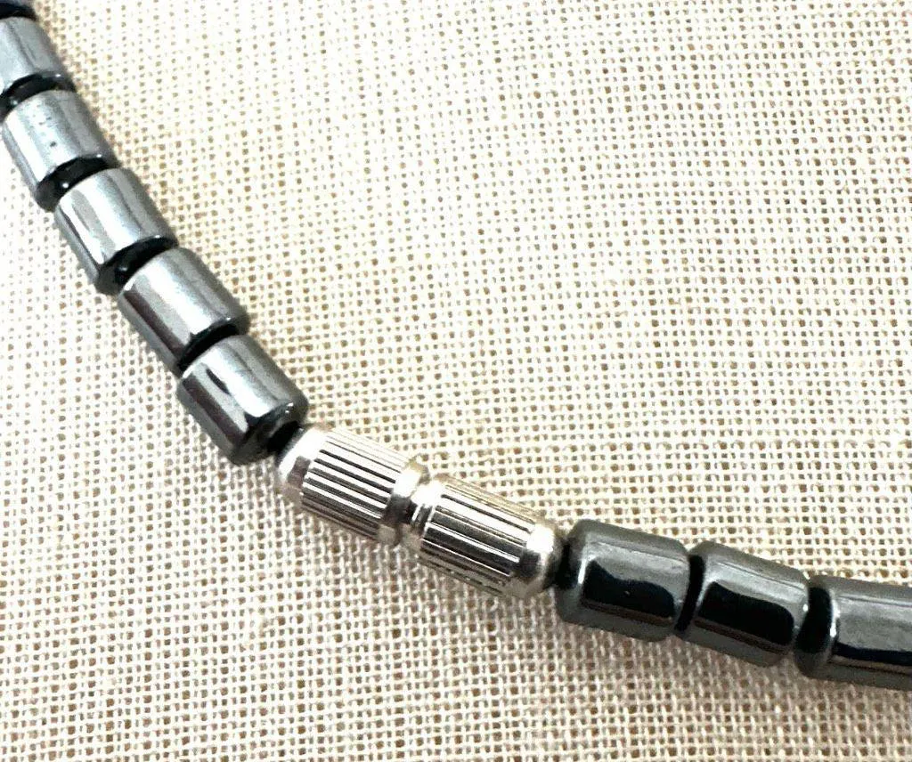 Hematite Bead Necklace Gray - Image 4