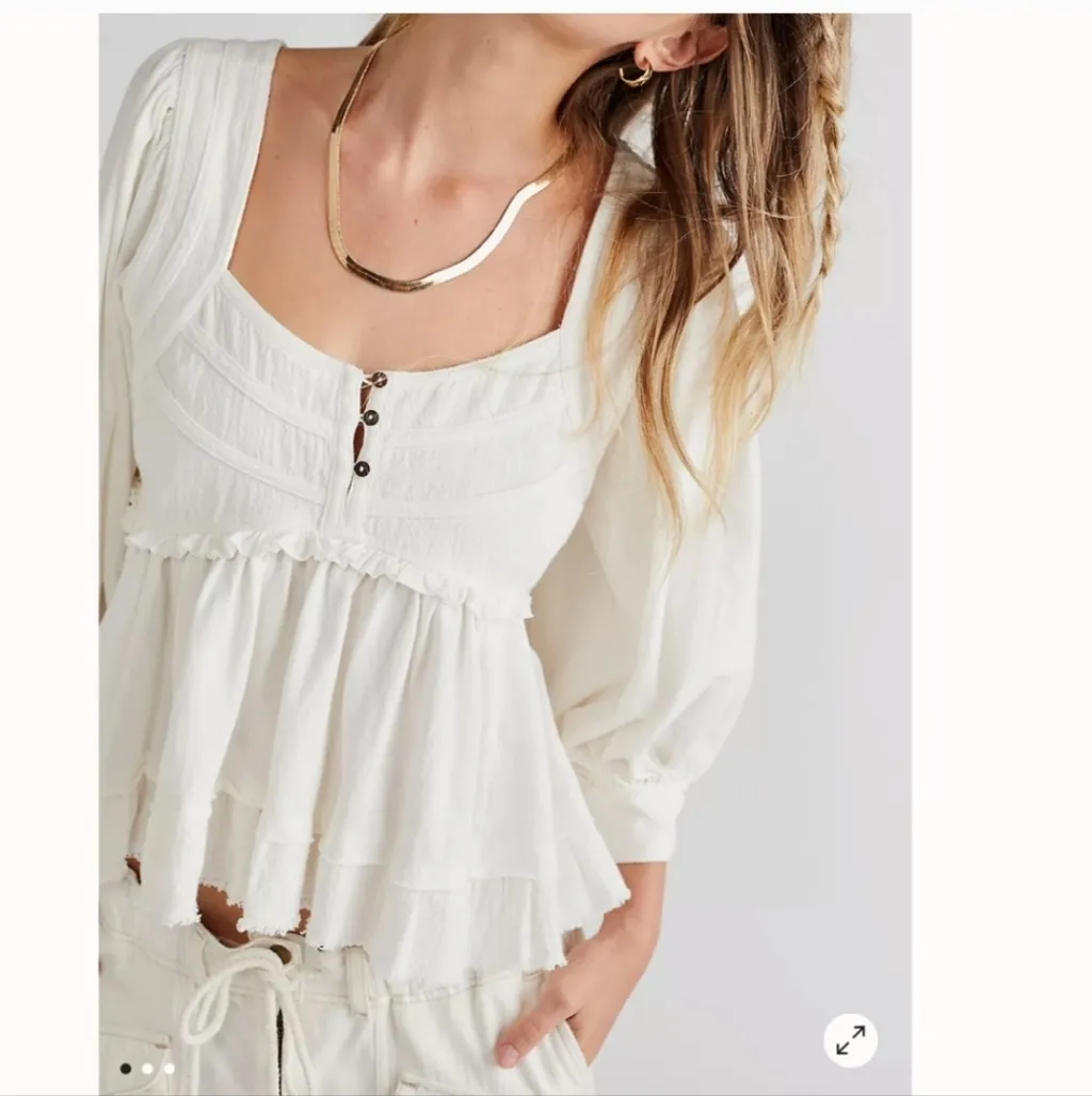 Free People  Shelly Boho Cottagecore Top Size Small - Image 16