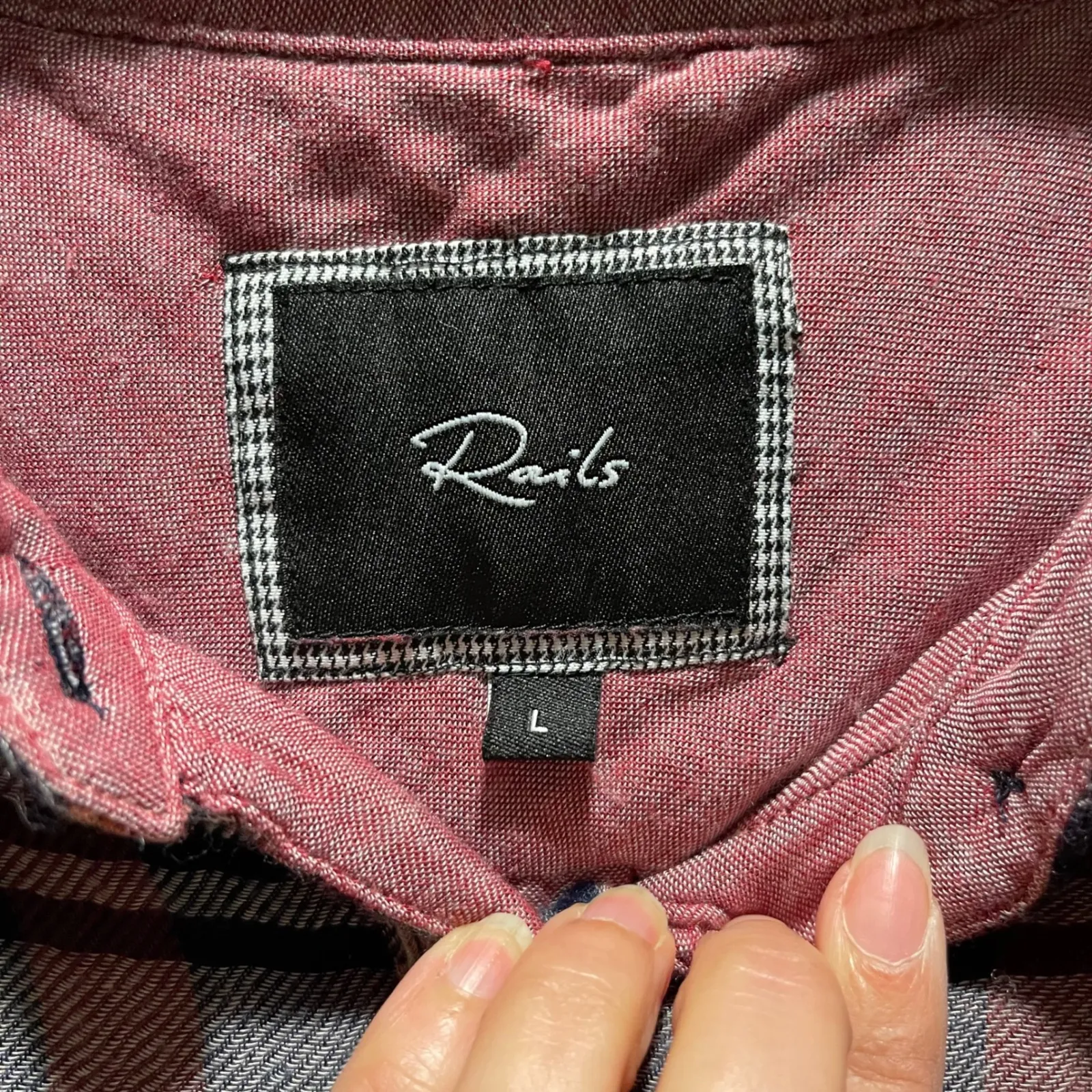 Rails Women Plaid Flannel Shirt Button Down Long Sleeve Maroon Navy Cream Large - Image 4