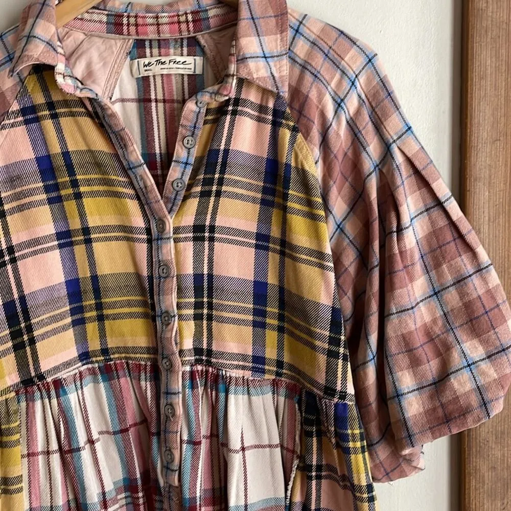 Free People Moon Bay Mixed Plaid Top - Image 4