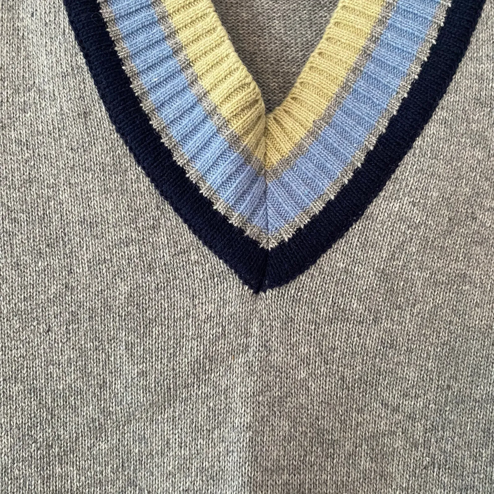 Found Anthropologie Gray Blue Green Knit Sweater Vest Wool V-neck Unisex Large - Image 4