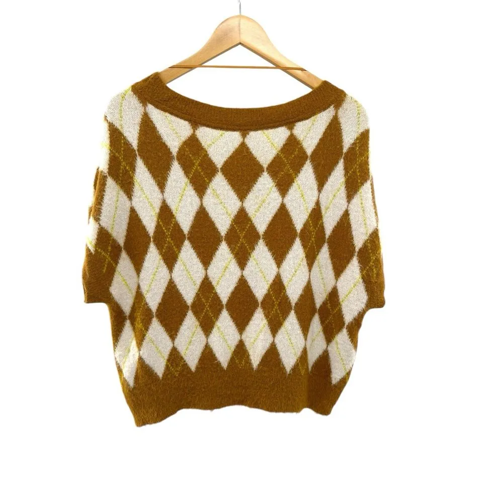 Free People Through The Motions Vest Sweater Women‎ Size S Tiger Eye Combo Y2K - Image 5
