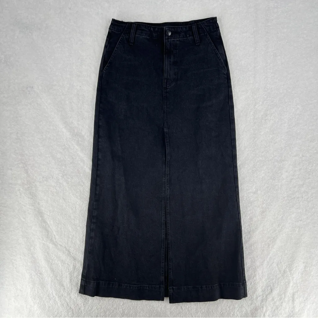 J. Crew Denim Maxi Skirt In Washed Black Front Slit High Rise NWT Size 26 - Image 2