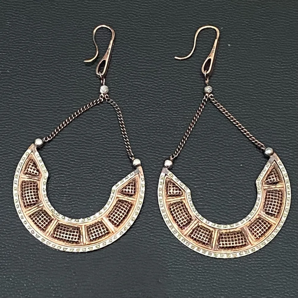 SS Simone I Smith 18K 925 Rose Gold Diamond Accent Horseshoe Drop Earrings 31.1g - Image 4