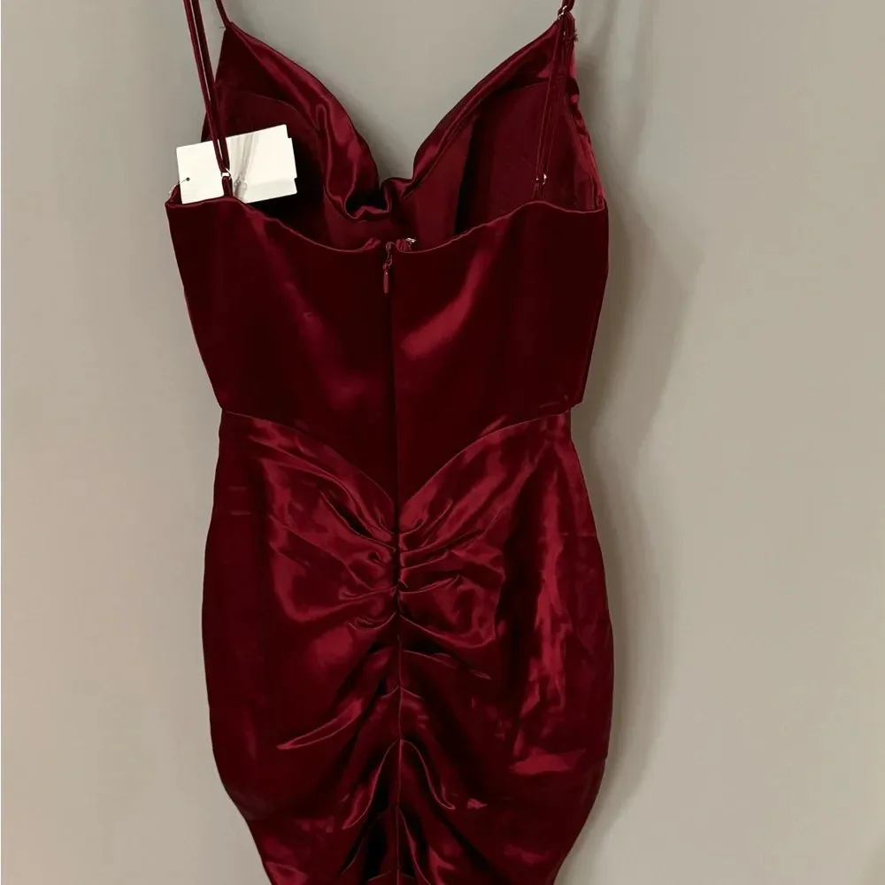 House of CB Nera Corset Dress Wine Satin Draped Red Size XS - Image 9