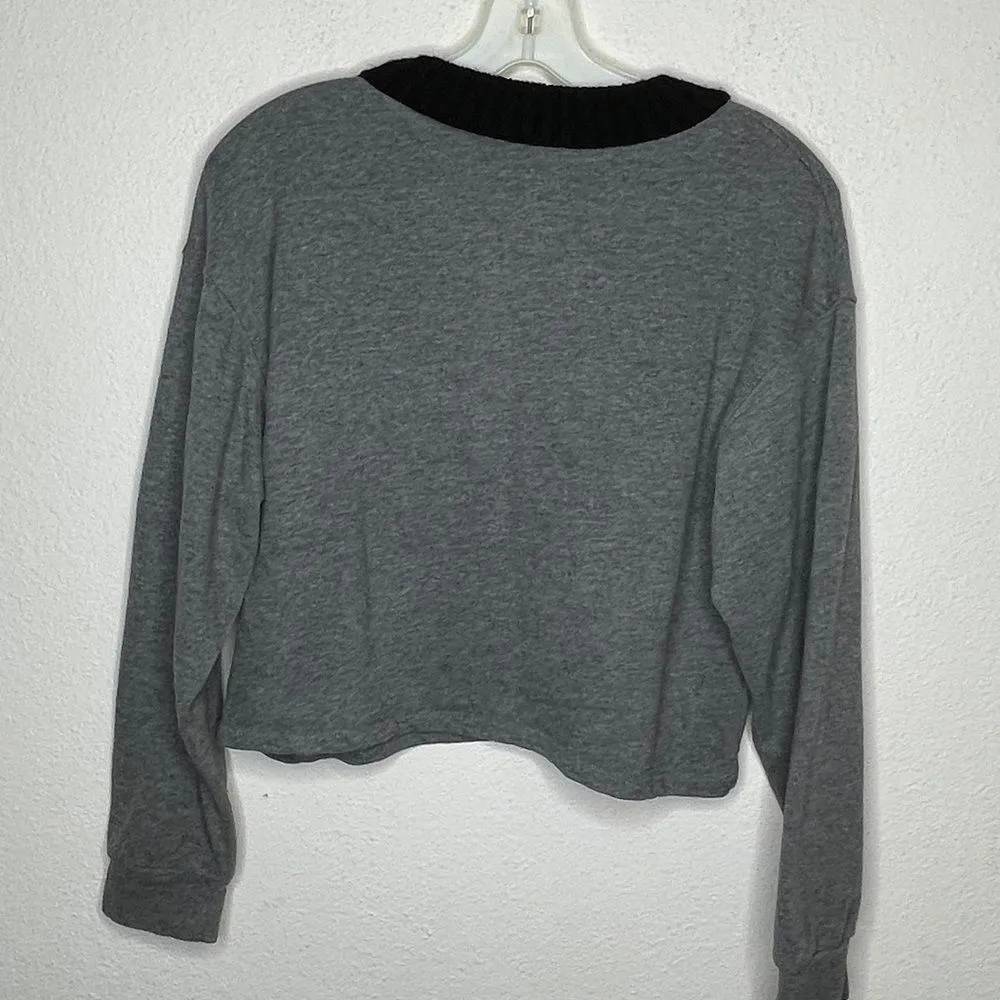 Zara Pullover Shirt Sweater Trim Gray - Image 2
