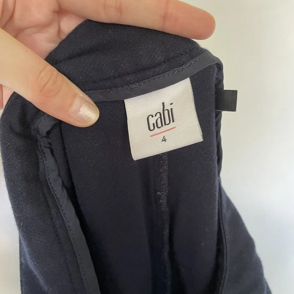 cabi navy blue pants pockets rayon nylon spandex business casual women's size 4 - Image 6