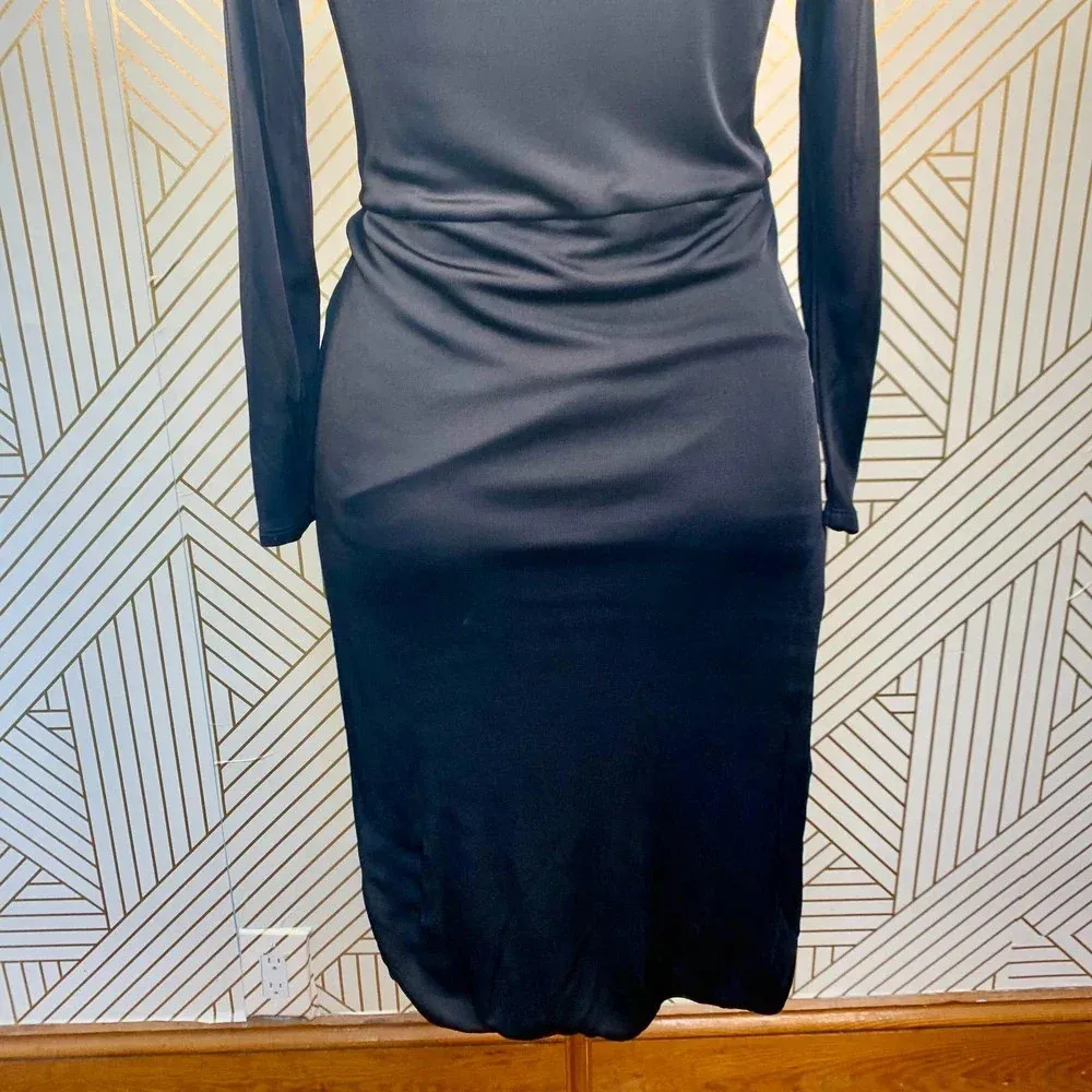 Aritzia Babaton Draped Dress Ruched Faux Wrap Long Sleeve Black Size‎ Small - Image 10
