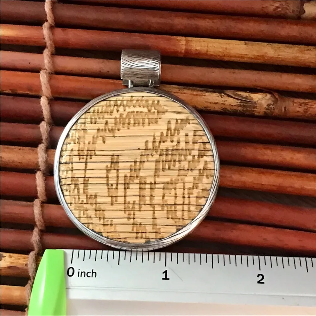 Silpada Sterling Silver Circular Double sided Pendant Bamboo & Black Resin - Image 4