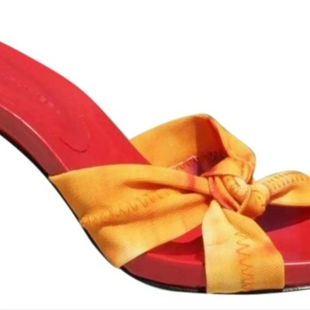 Donald Pliner Orange Tie Dye Mesh Elastic Leather Strappy Shoe Sandal $225 NIB Size 6.5 - Image 3