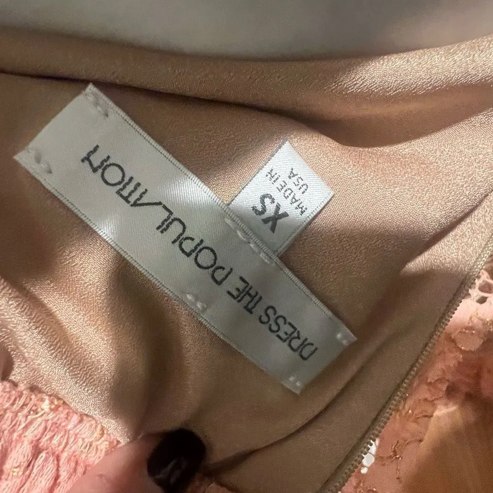 NWT dress the population Reese of the Shoulder rose‎ petal lace maxi dress XS - Image 12