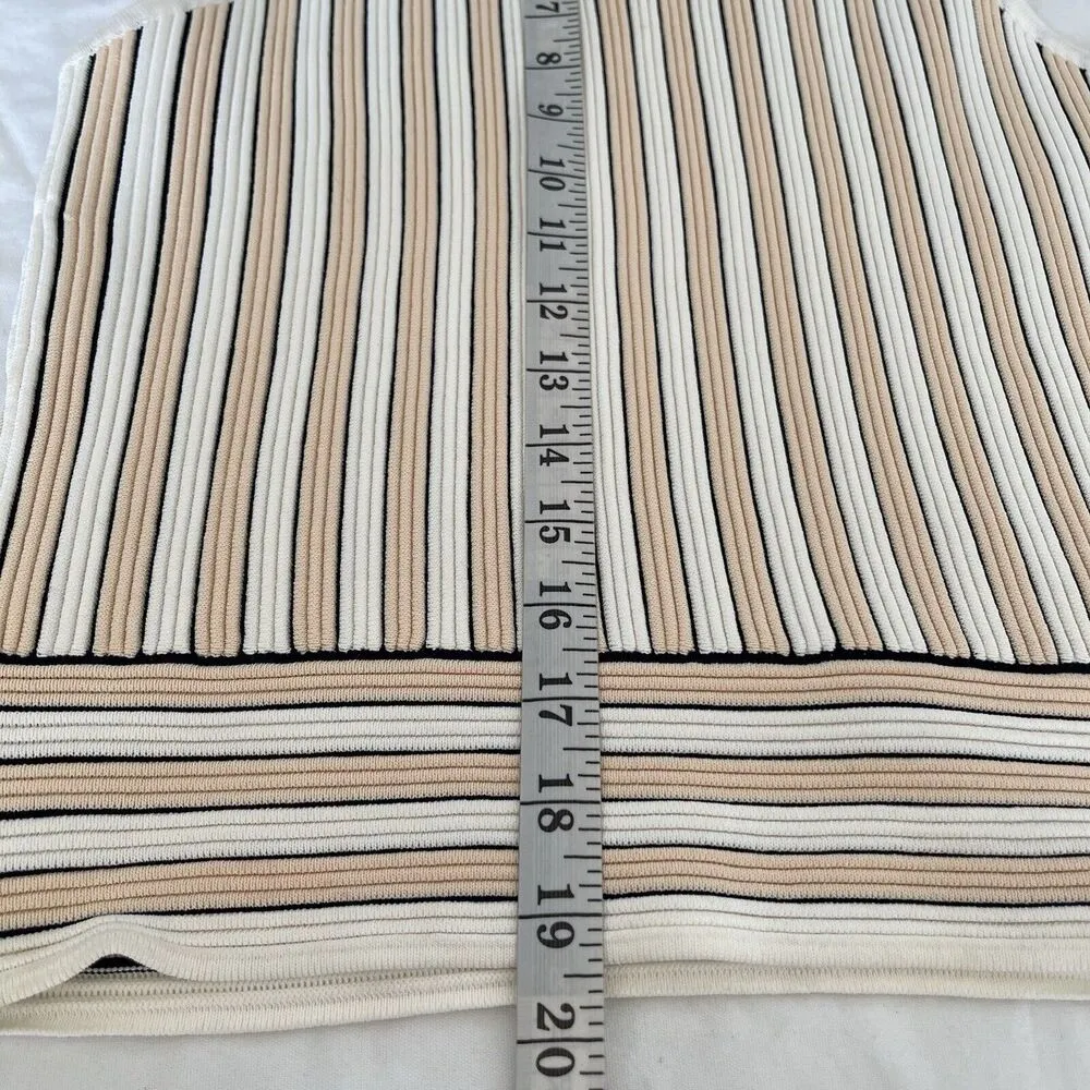Endless Rose Womens Size Medium Top Ribbed Sleeveless Striped Minimalist Neutral - Image 9