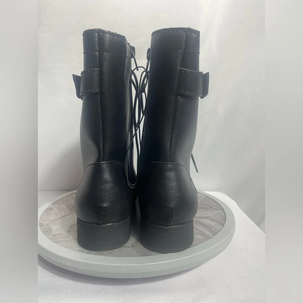 American Rag Cie Afionn Black Lace-Up Combat Boots Size 10M Faux Leather - Image 3