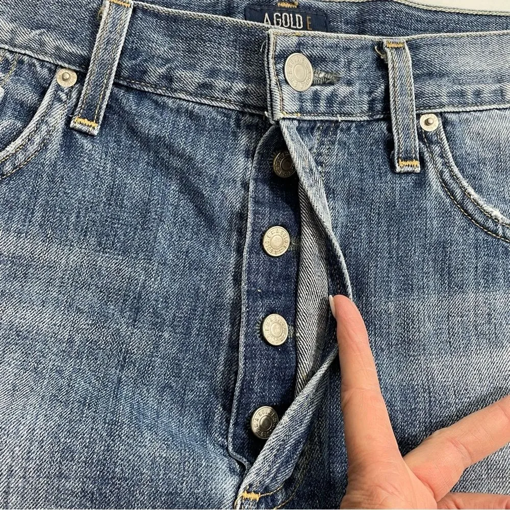 Agolde Parker Jean Shorts Med‎ Blue Wash Frayed Hem Size 29 Denim - Image 5