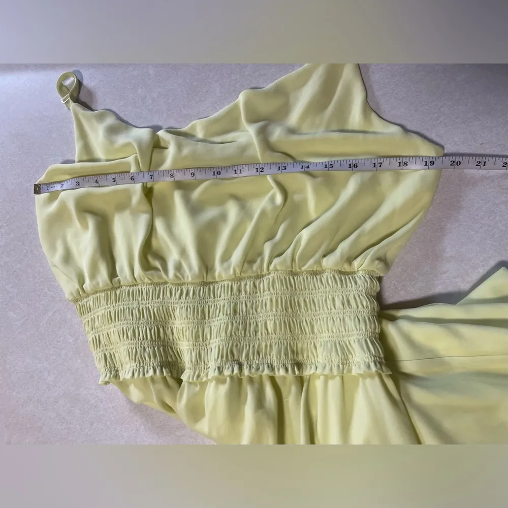 BCBGMAXAZRIA Women's Cowl Neck Flowy Maxi Dress in Lemon Zest Size L - Image 13