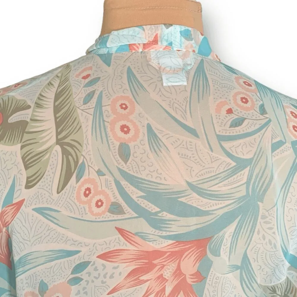 Vintage Y2K Fantasies By Morgan Taylor Sheer Floral Kimono Robe Pastel Green OS - Image 5