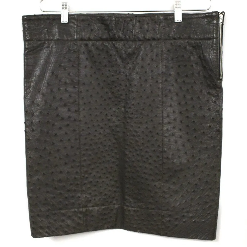 VTG Retro 80s FENDI OSTRICH Leather HIP HUGGER Pencil SKIRT IT SZ 42- US 6 - Image 2